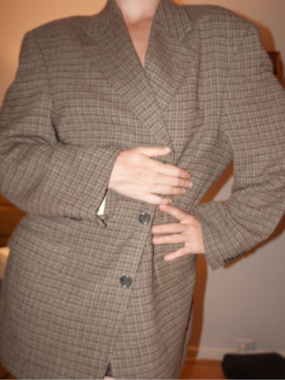 Malibu Brown Plaid Women's Blazer Jacket